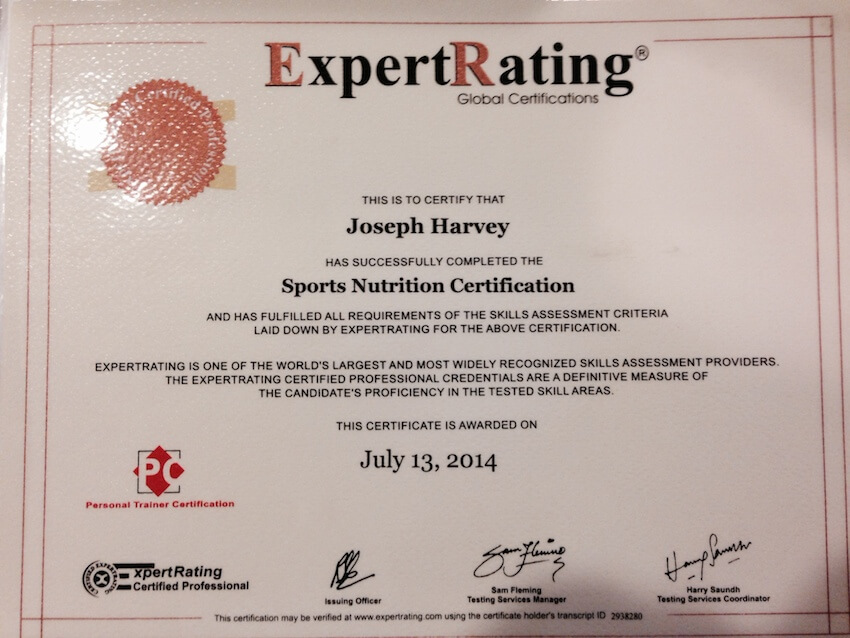 Certified Sports Nutritionist Certificate