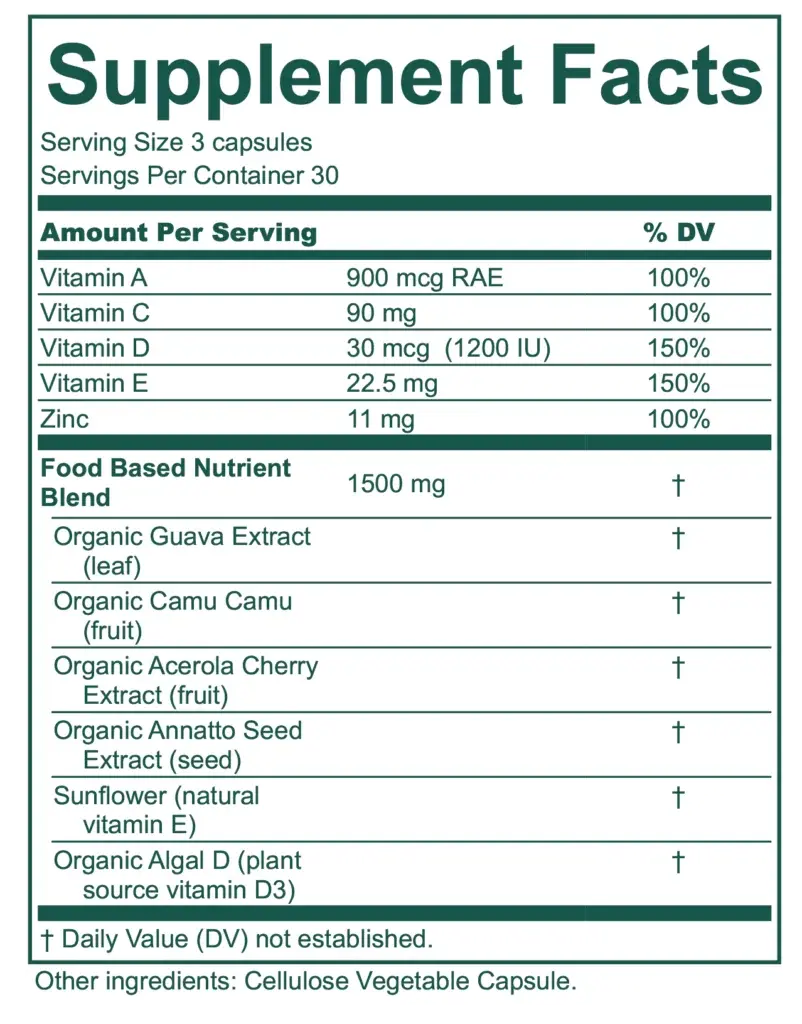 Purium ZinC-ADE Supplement Facts label