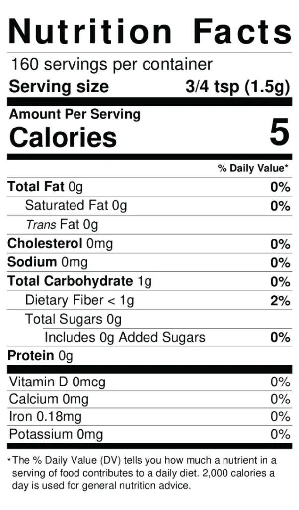 Purium Organic Barley Green Juice Supplement Facts label