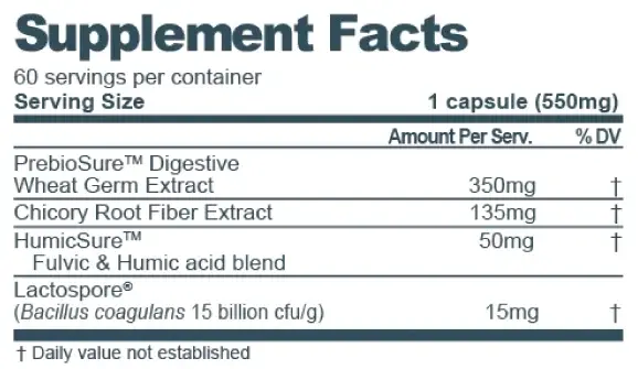 Purium Biome Medic Supplement Facts label