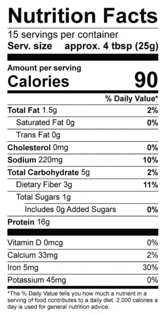 Purium Dark Berry Protein Supplement Facts label
