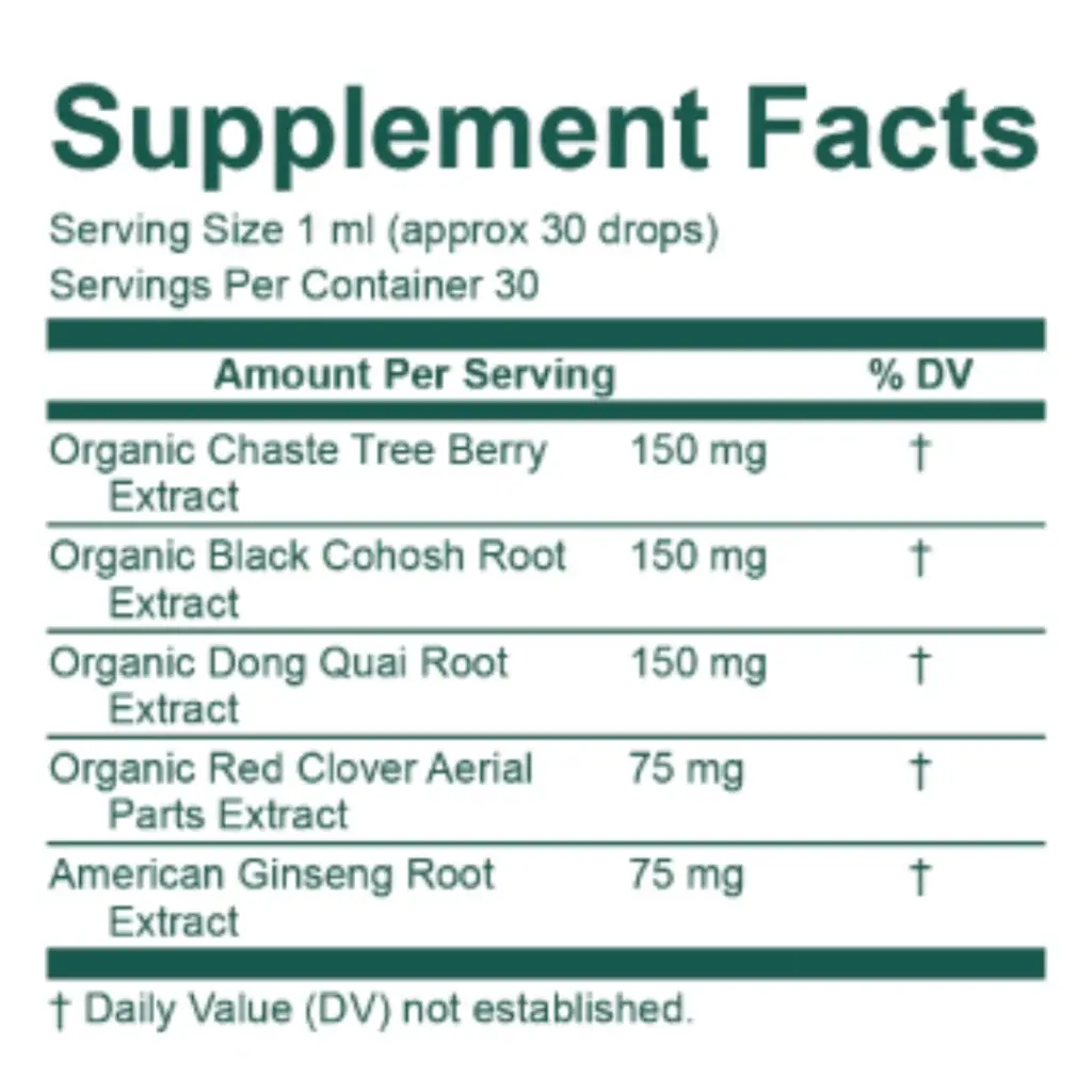Purium Meno-Positive Supplement Facts label