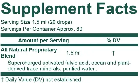 Purium Ionic Elements Supplement Facts label