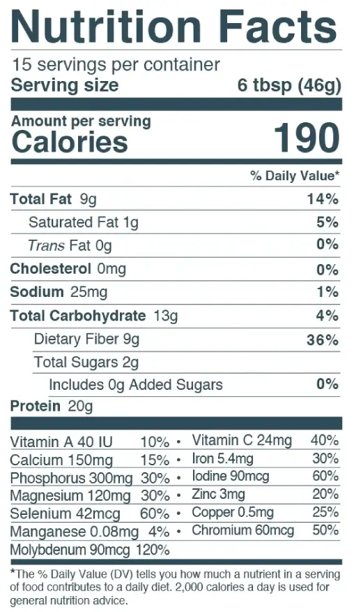 Purium Super Meal L.O.V. Original Supplement Facts label